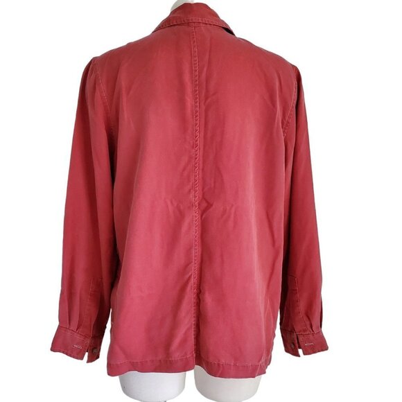 Sigrid Olsen Shacket Red Button Down 100% Tencel Lyocell Long Sleeve Shirt M - Picture 2 of 14